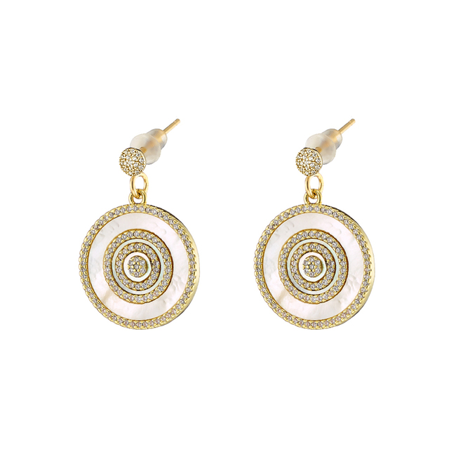 Women's Earrings Optimism 03X15-00304 Oxette Gold Plated Gold Plated White Zircon And Mop